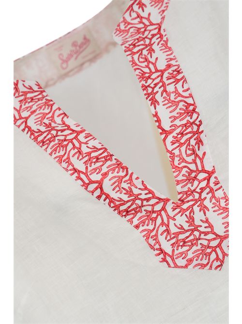 Abito tunica Macha in lino con stampa corallo Mc2 Saint Barth | MACHA06861H LINEN CORAL 1041